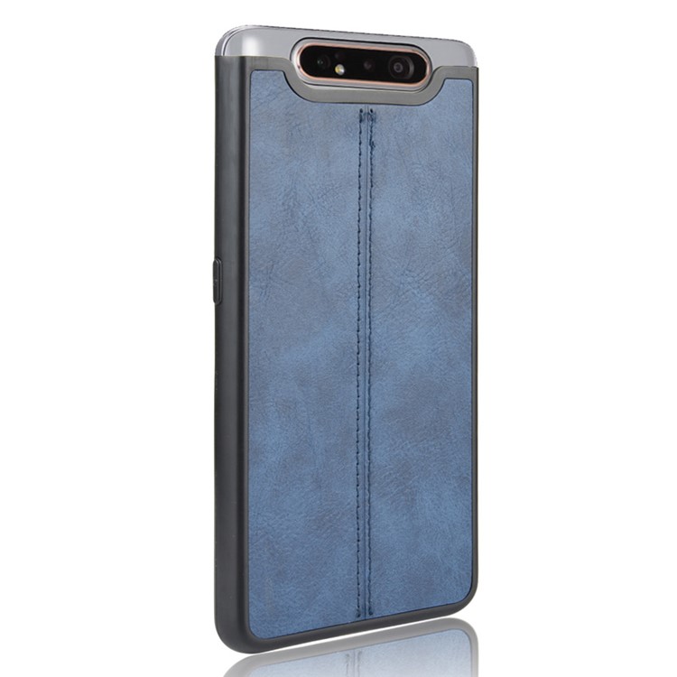 PU Leather Coated PC + TPU Hybrid Back Case for Samsung Galaxy A80/A90 - Blue-4