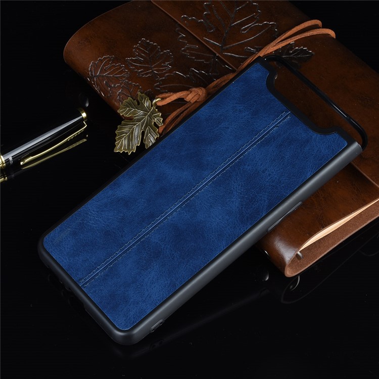 PU Leather Coated PC + TPU Hybrid Back Case for Samsung Galaxy A80/A90 - Blue-6