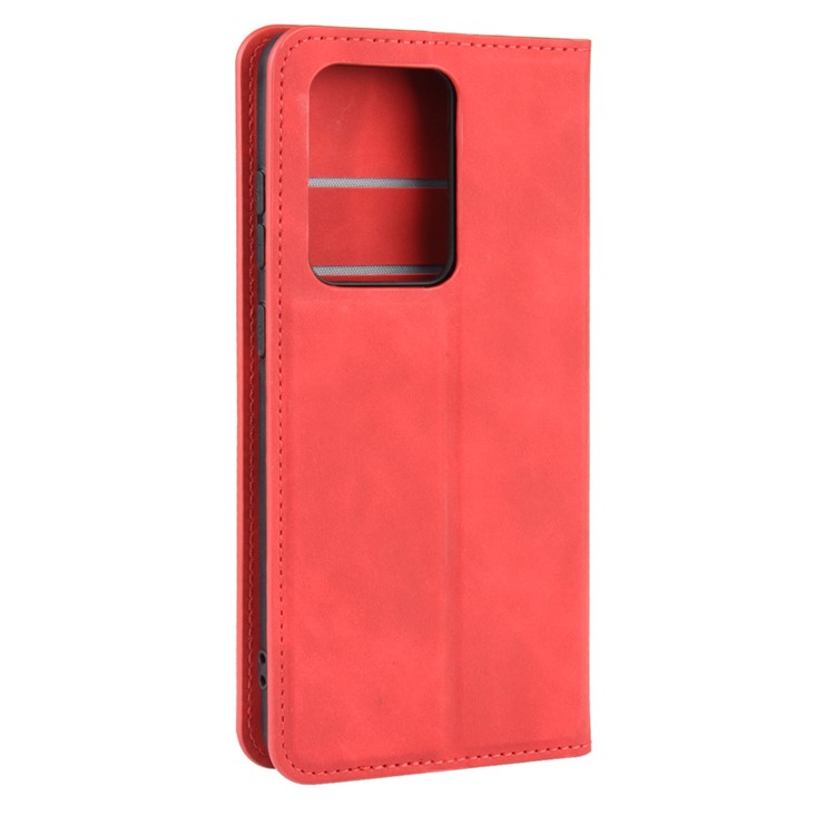 Silky Touch Leather Wallet Case for Samsung Galaxy S20 Ultra - Red-6