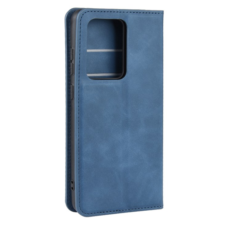Silky Touch Leather Wallet Case for Samsung Galaxy S20 Ultra - Blue-6