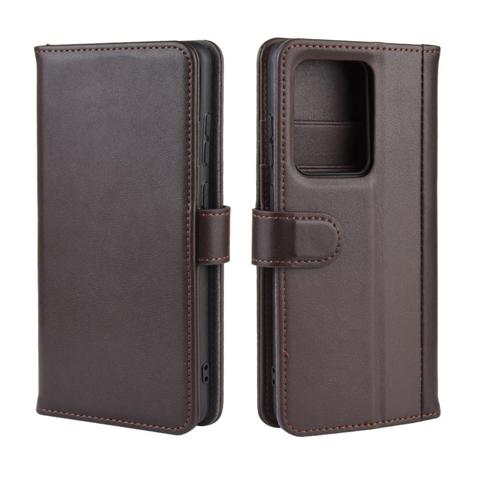 Fendu Couverture De Téléphone Portable Stand De Portefeuille En Cuir Pour Samsung Galaxy S11, Plus 6,9 Pouces - Café-2