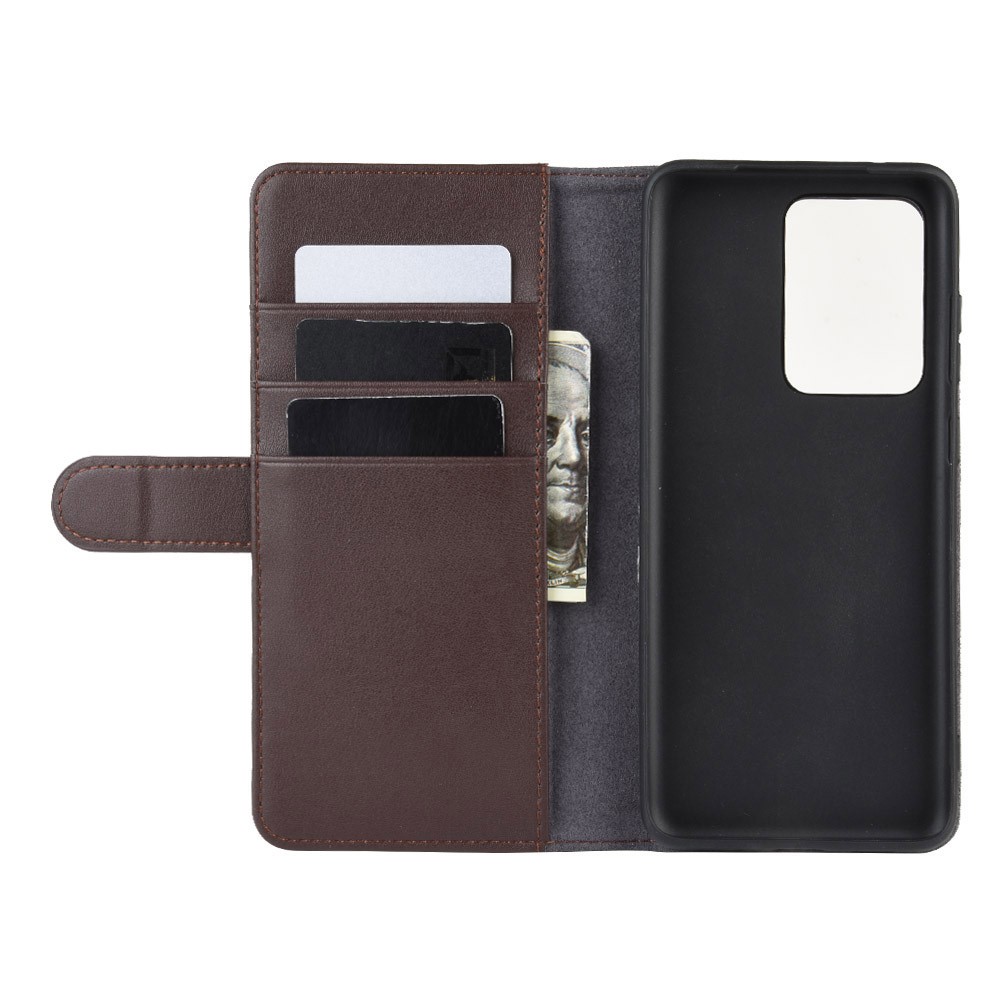 Fendu Couverture De Téléphone Portable Stand De Portefeuille En Cuir Pour Samsung Galaxy S11, Plus 6,9 Pouces - Café-5