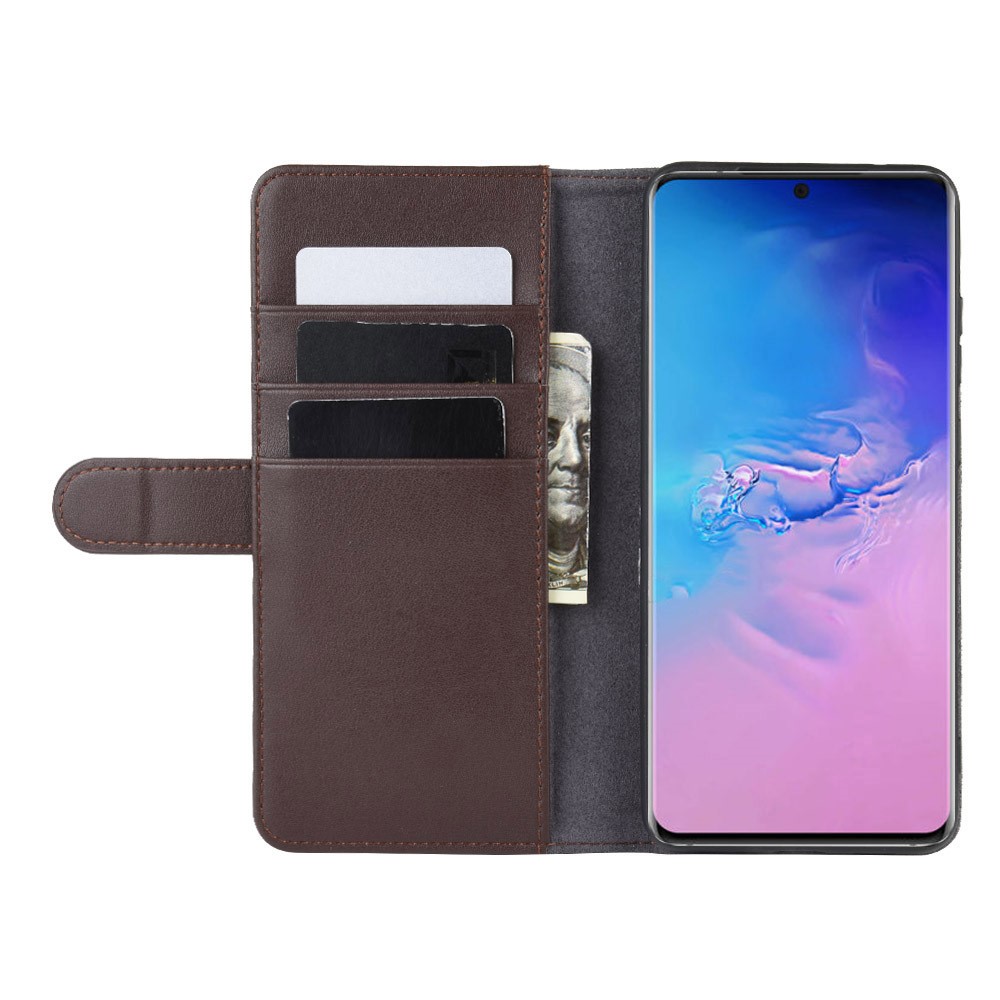 Fendu Couverture De Téléphone Portable Stand De Portefeuille En Cuir Pour Samsung Galaxy S11, Plus 6,9 Pouces - Café-6