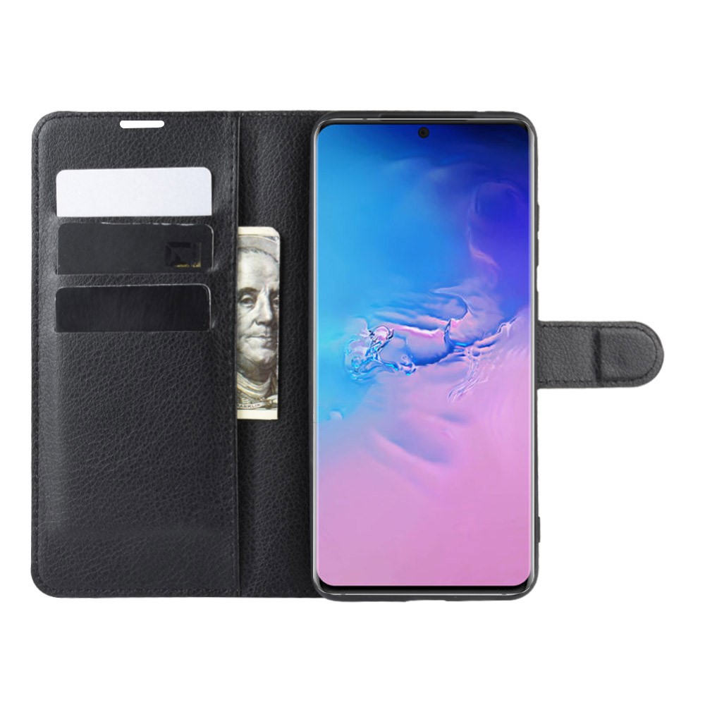 Litchi Skin Wallet Leather Stand Case for Samsung Galaxy S20 Ultra - Black-5