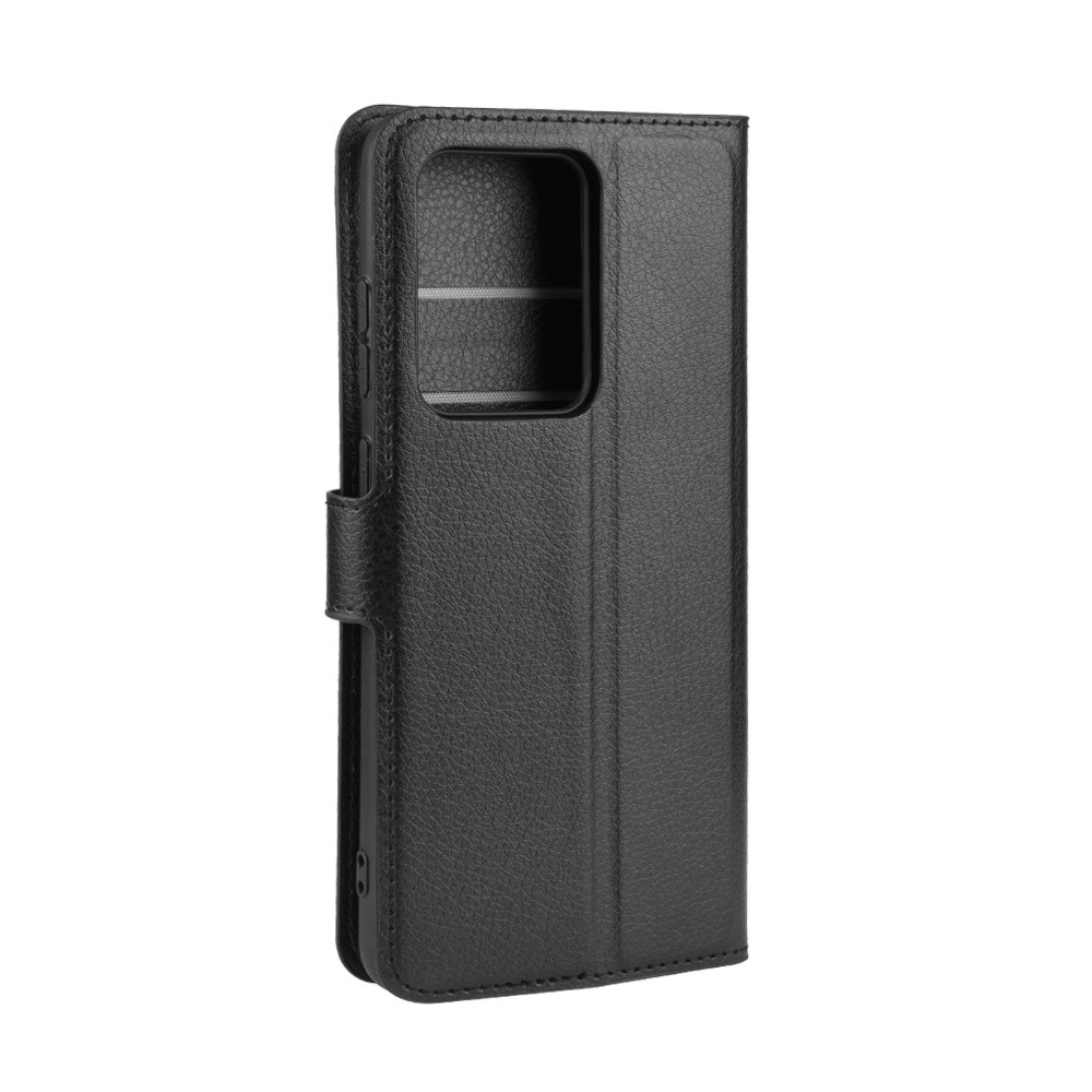 Case de Support en Cuir de Portefeuille de Peau Litchi Pour Samsung Galaxy S20 Ultra - le Noir