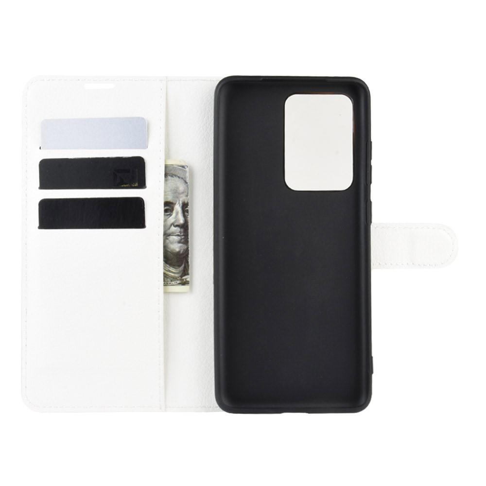 Litchi Skin Wallet Leather Stand Case for Samsung Galaxy S20 Ultra - White-3