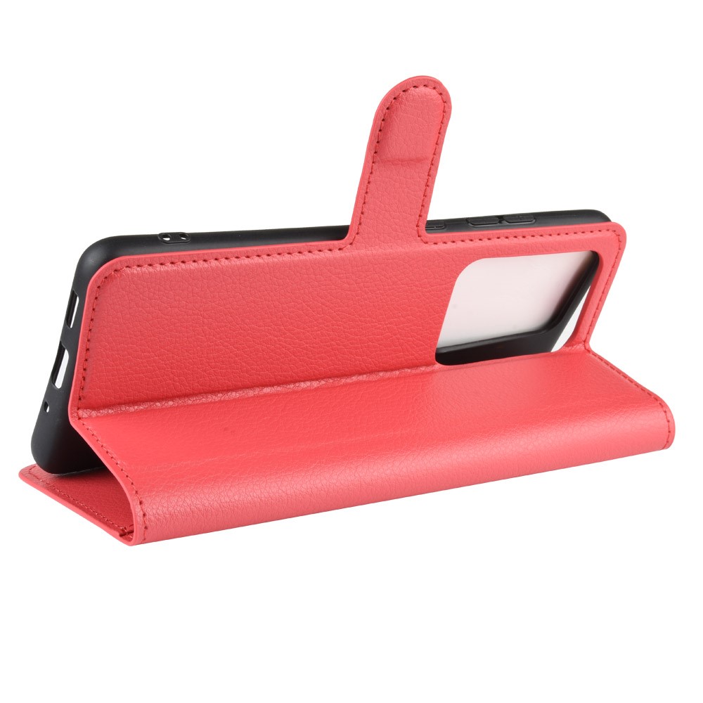 Litchi Skin Wallet Leather Stand Case for Samsung Galaxy S20 Ultra - Red-5