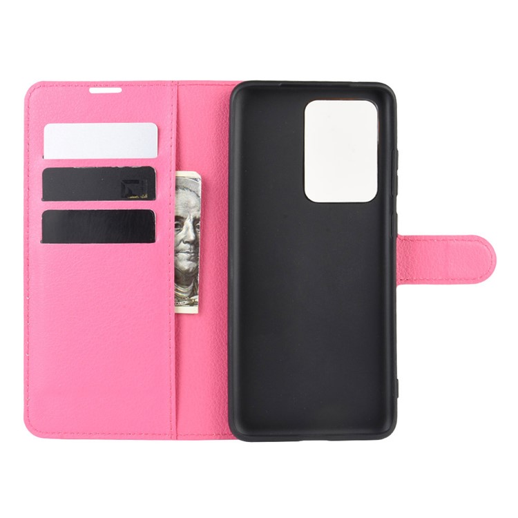 Litchi Skin Wallet Leather Stand Case for Samsung Galaxy S20 Ultra - Rose-3