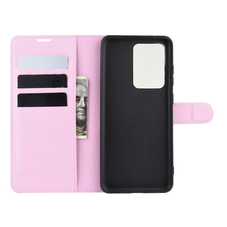 Litchi Skin Wallet Leather Stand Case for Samsung Galaxy S20 Ultra - Pink-3
