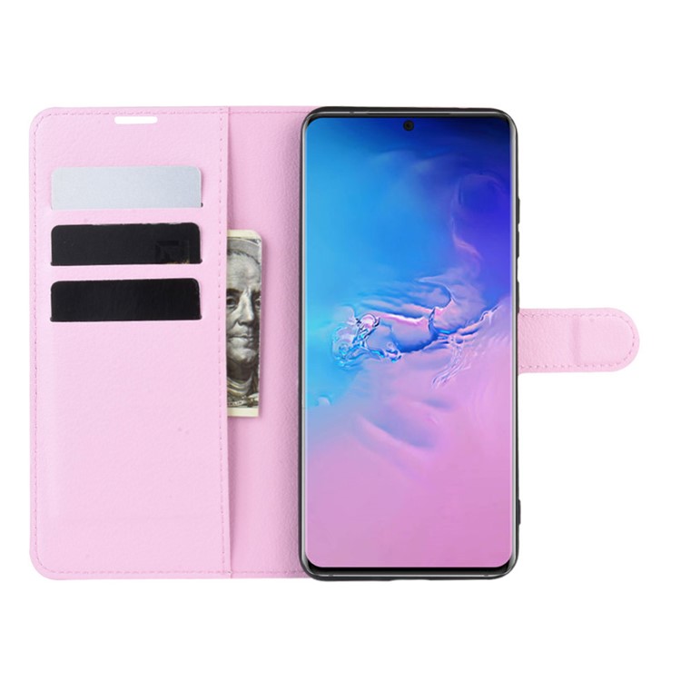 Litchi Skin Wallet Leather Stand Case for Samsung Galaxy S20 Ultra - Pink-4