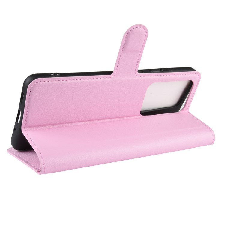 Litchi Skin Wallet Leather Stand Case for Samsung Galaxy S20 Ultra - Pink-5