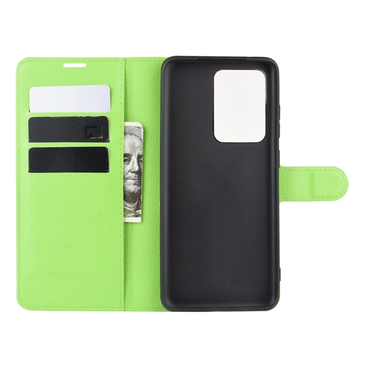 Litchi Skin Wallet Leather Stand Case for Samsung Galaxy S20 Ultra - Green-3