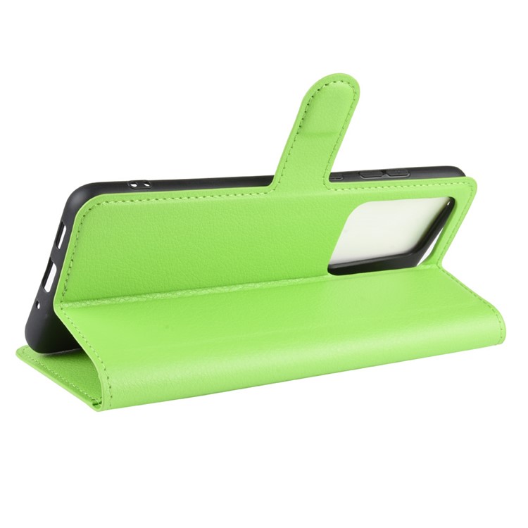 Litchi Skin Wallet Leather Stand Case for Samsung Galaxy S20 Ultra - Green-5