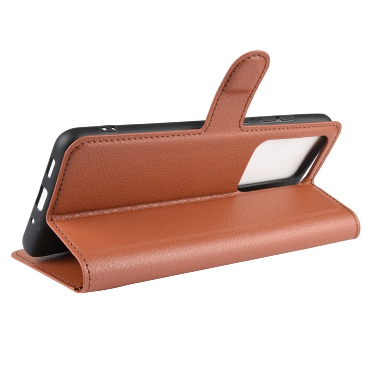 Litchi Skin Wallet Leather Stand Case for Samsung Galaxy S20 Ultra - Brown-5