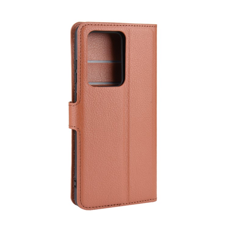 Litchi Skin Wallet Leather Stand Case for Samsung Galaxy S20 Ultra - Brown-6