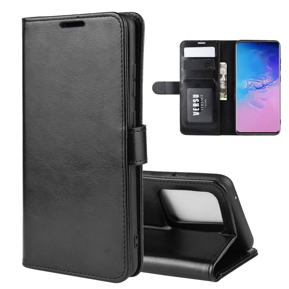 Cavalo Carteira Caso Estande Couro Louco Para Samsung Galaxy S11 Mais - Preto-2