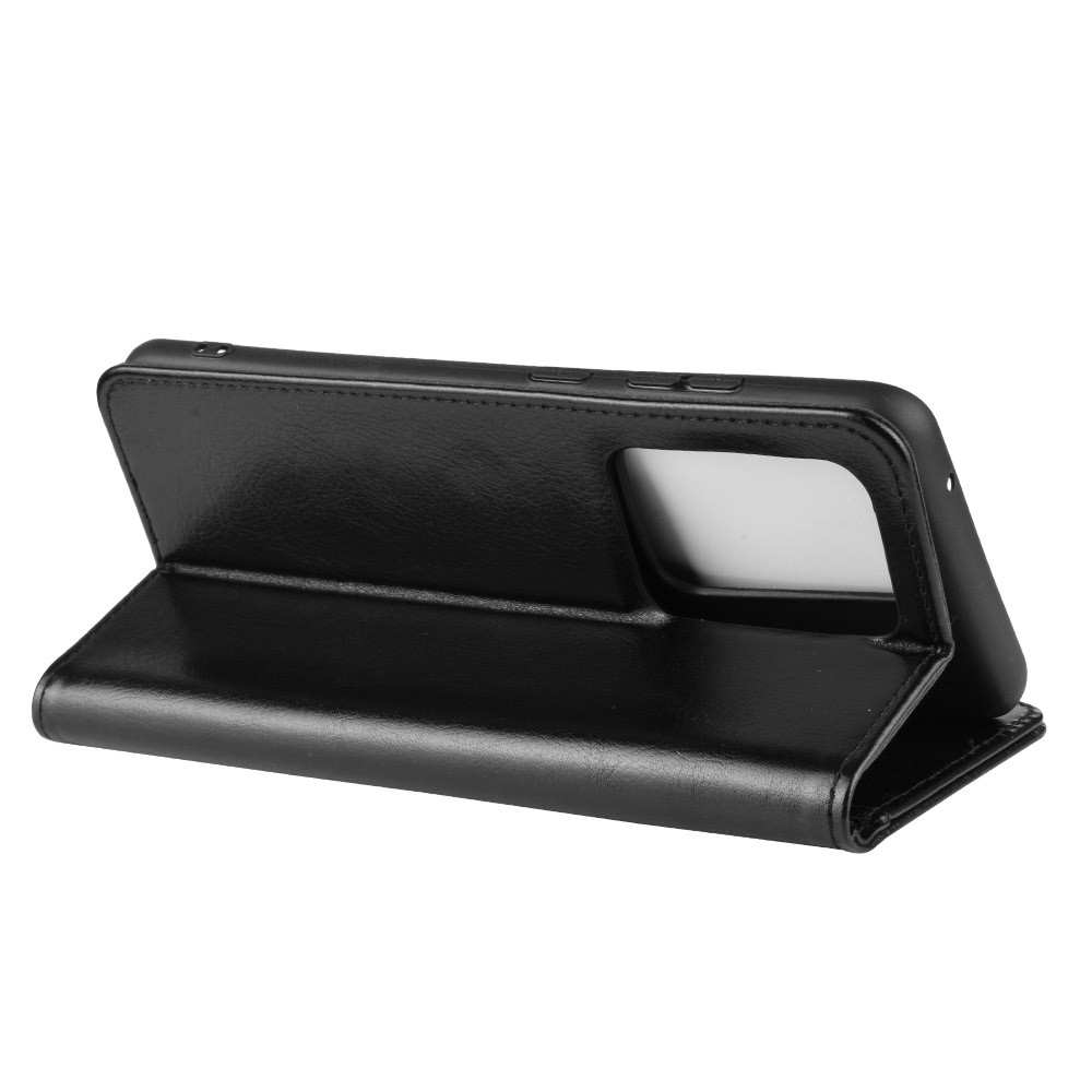Cavalo Carteira Caso Estande Couro Louco Para Samsung Galaxy S11 Mais - Preto-7