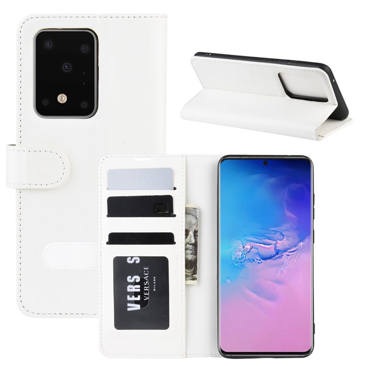 Crazy Horse Wallet Leather Stand Case for Samsung Galaxy S20 Ultra - White-1