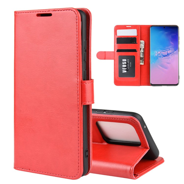 Crazy Horse Wallet Leather Stand Case for Samsung Galaxy S20 Ultra - Red-2