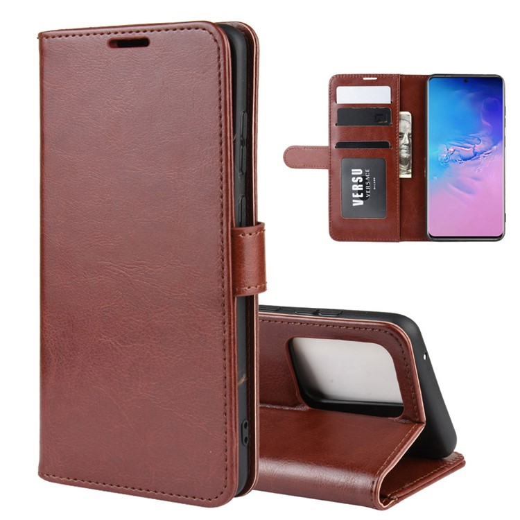 Crazy Horse Wallet Leather Stand Case for Samsung Galaxy S20 Ultra - Brown-2