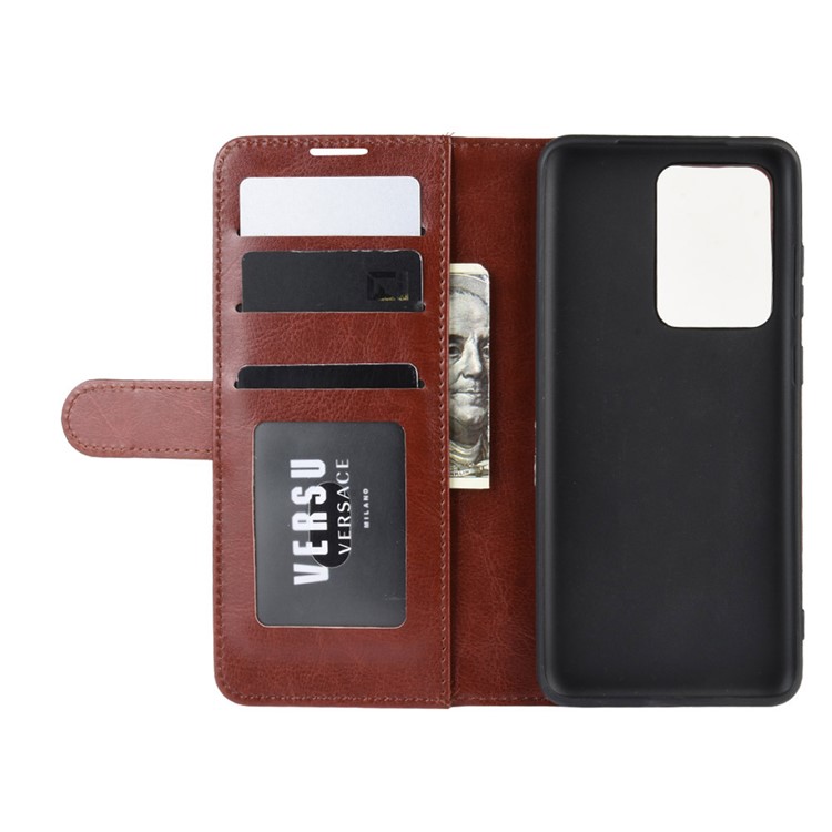 Crazy Horse Wallet Leather Stand Case for Samsung Galaxy S20 Ultra - Brown-5