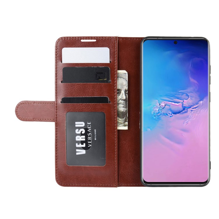 Crazy Horse Wallet Leather Stand Case for Samsung Galaxy S20 Ultra - Brown-6