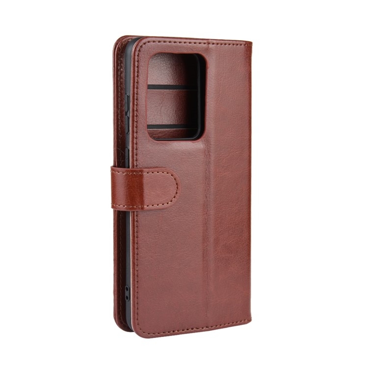 Crazy Horse Wallet Leather Stand Case for Samsung Galaxy S20 Ultra - Brown-8