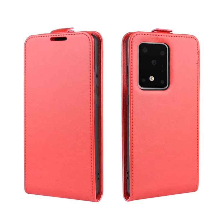 Crazy Horse Vertical Leather Card Holder Case for Samsung Galaxy S20 Ultra - Red-2