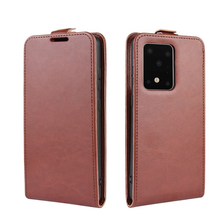 Crazy Horse Vertical Leather Card Holder Case for Samsung Galaxy S20 Ultra - Brown-2