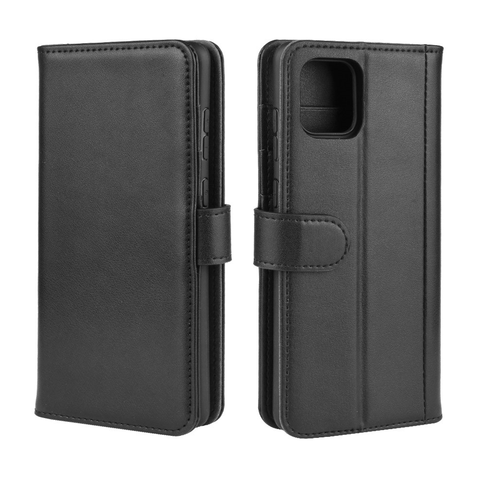 Cáscara de Teléfono de Cuero Dividido Para Samsung Galaxy A81/Note 10 Lite/m60s - Negro