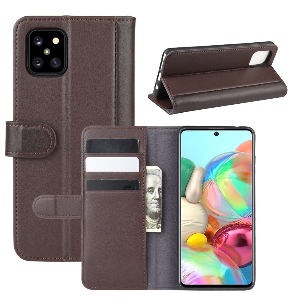 Split Leather Phone Shell for Samsung Galaxy A81/Note 10 Lite/M60s - Coffee-1