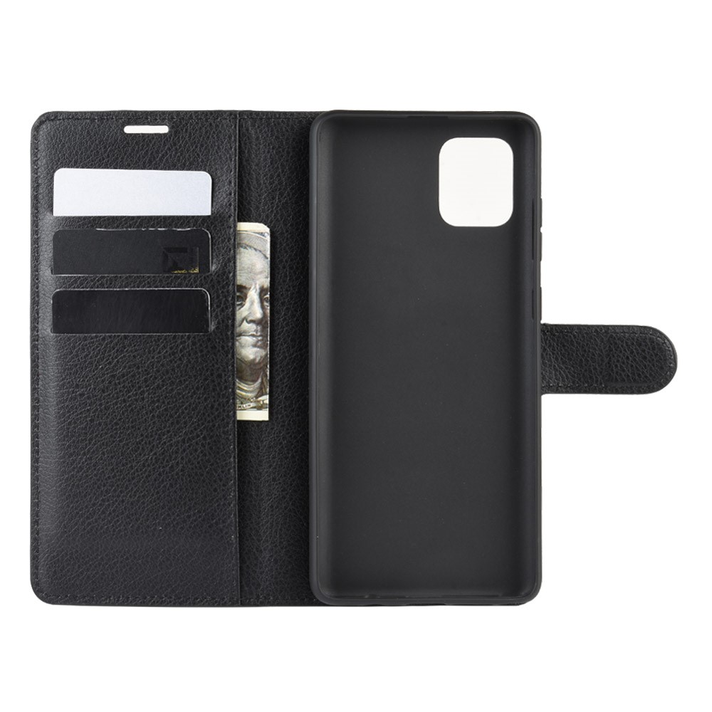 Litchi Skin Wallet Flip Leather Case for Galaxy A81/Note 10 Lite/M60s - Black-4