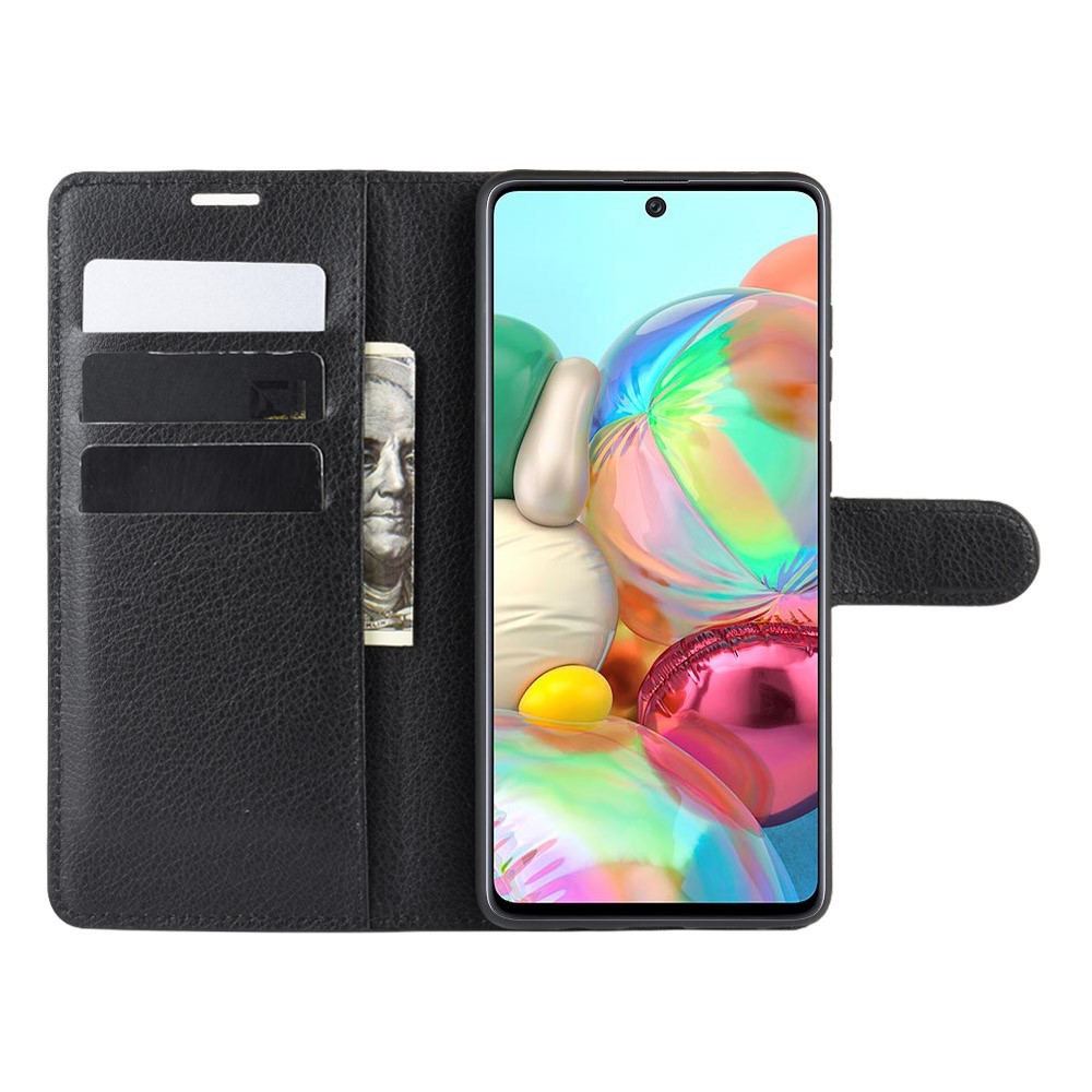 Litchi Skin Cartlet Flip Leather Case Para Galaxy A81/nota 10 Lite/M60s - Preto