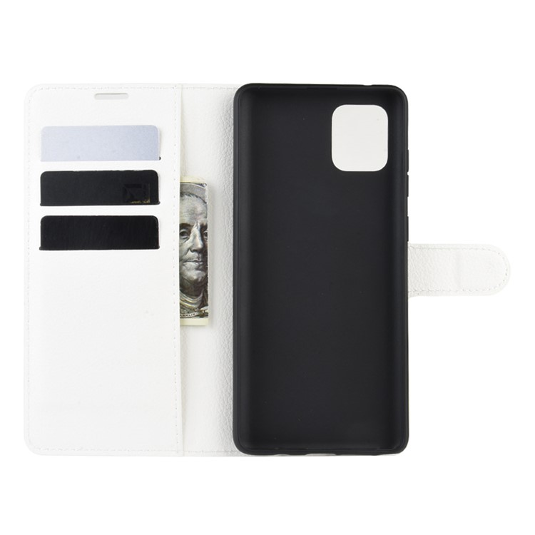Litchi Skin Wallet Flip Leather Case for Galaxy A81/Note 10 Lite/M60s - White-3