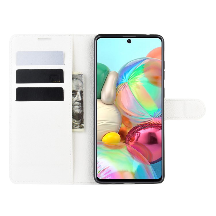 Litchi Skin Wallet Flip Leather Case for Galaxy A81/Note 10 Lite/M60s - White-4