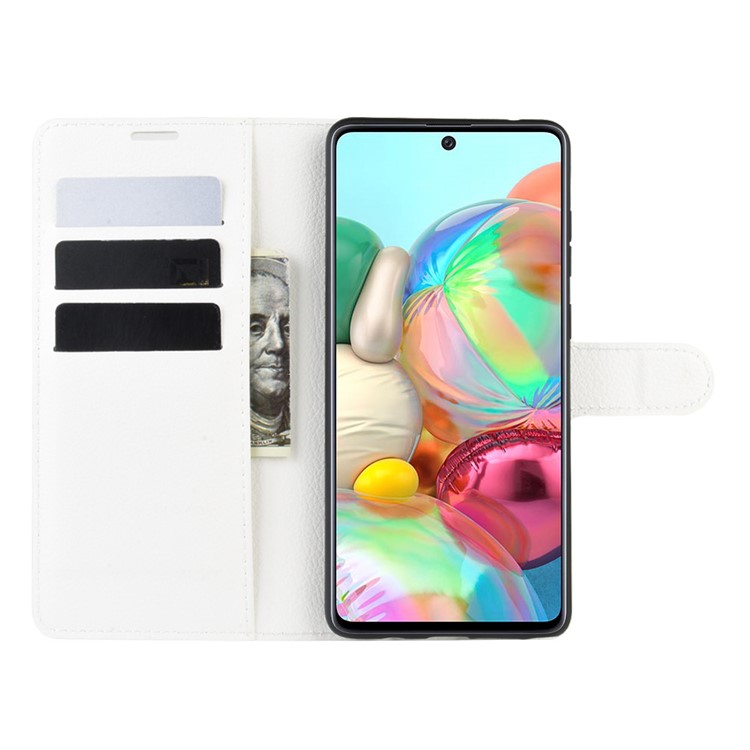 Litchi Skin Cartlet Flip Leather Case Para Galaxy A81/nota 10 Lite/M60s - Branco