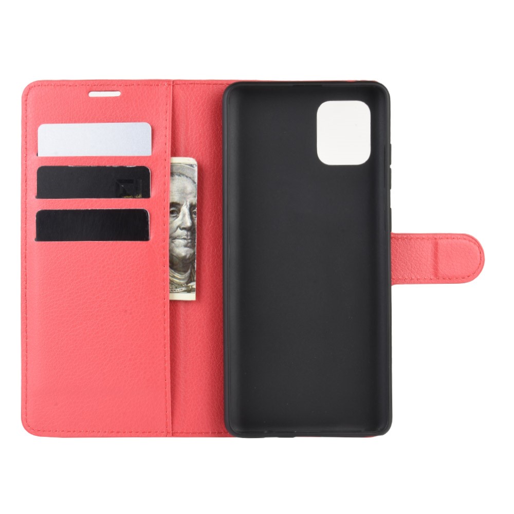 Litchi Skin Wallet Flip Leather Case for Galaxy A81/Note 10 Lite/M60s - Red-3