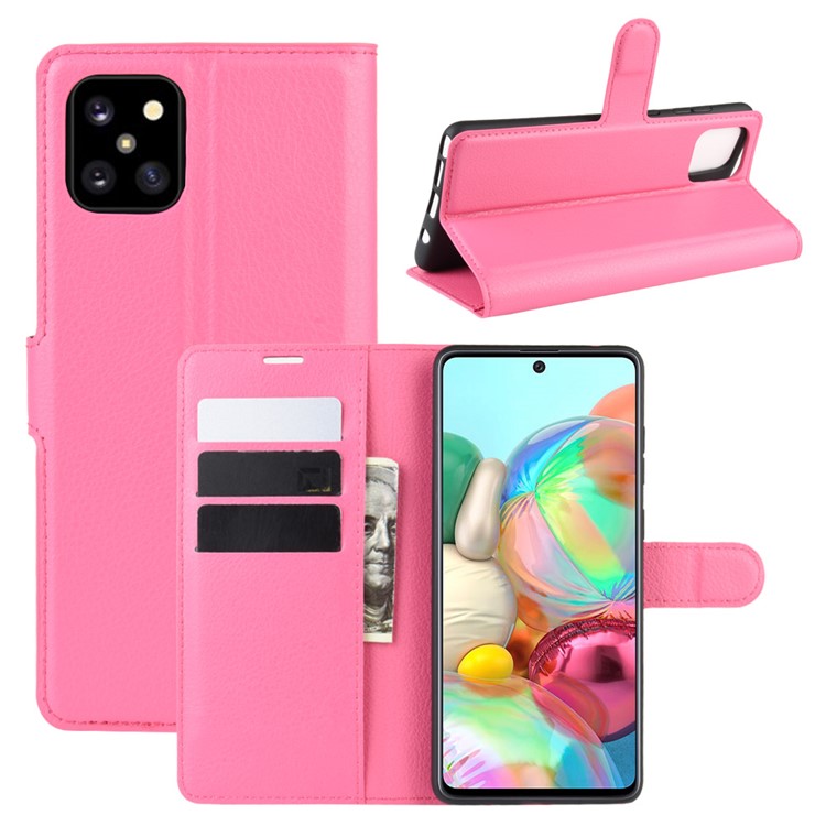 Litchi Skin Wallet Flip Leather Case for Galaxy A81/Note 10 Lite/M60s - Rose-1
