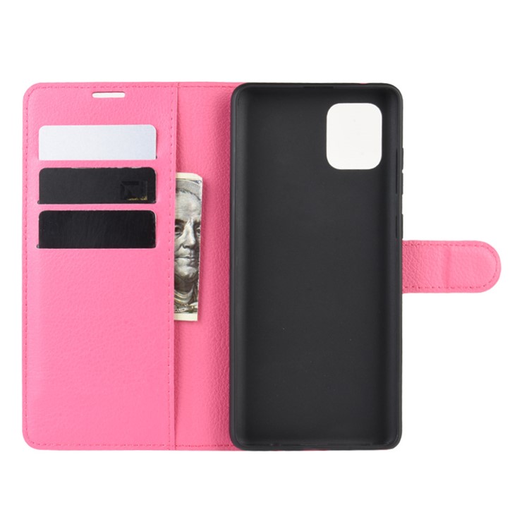 Litchi Skin Wallet Flip Leather Case for Galaxy A81/Note 10 Lite/M60s - Rose-3