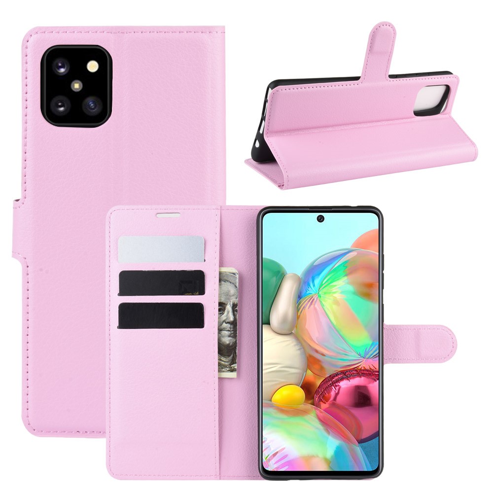 Litchi Skin Wallet Flip Leather Case for Galaxy A81/Note 10 Lite/M60s - Pink-1