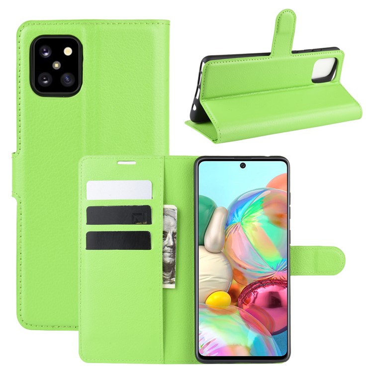 Litchi Skin Wallet Flip Leather Case for Galaxy A81/Note 10 Lite/M60s - Green-1