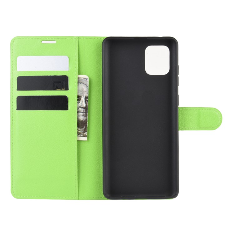 Litchi Skin Wallet Flip Leather Case for Galaxy A81/Note 10 Lite/M60s - Green-3