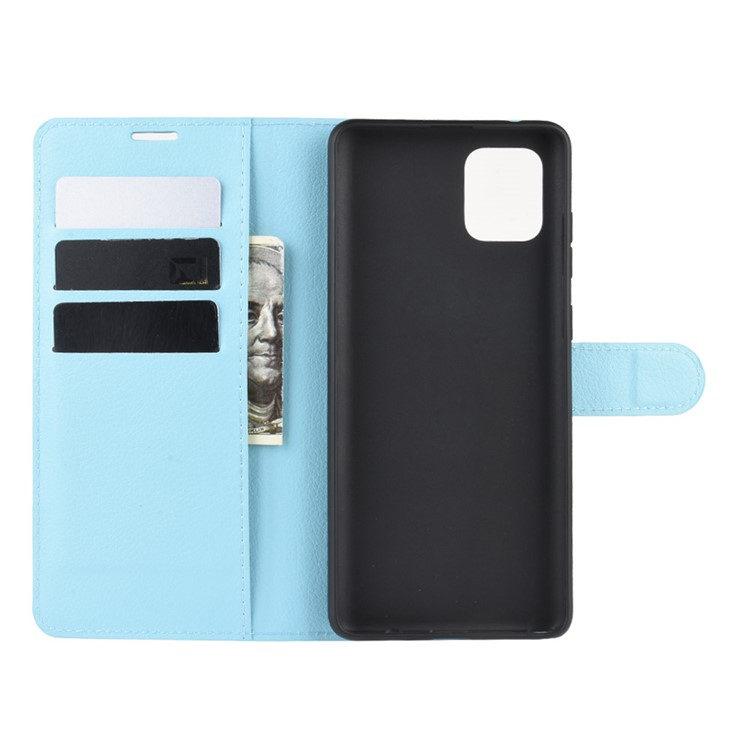Litchi Skin Wallet Flip Leather Case for Galaxy A81/Note 10 Lite/M60s - Blue-3