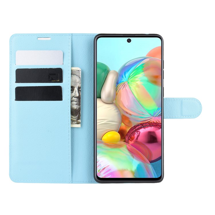 Litchi Skin Wallet Flip Leather Case for Galaxy A81/Note 10 Lite/M60s - Blue-4
