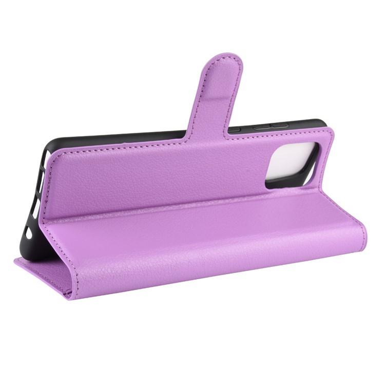 Litchi Skin Wallet Flip Leather Case for Galaxy A81/Note 10 Lite/M60s - Purple-5