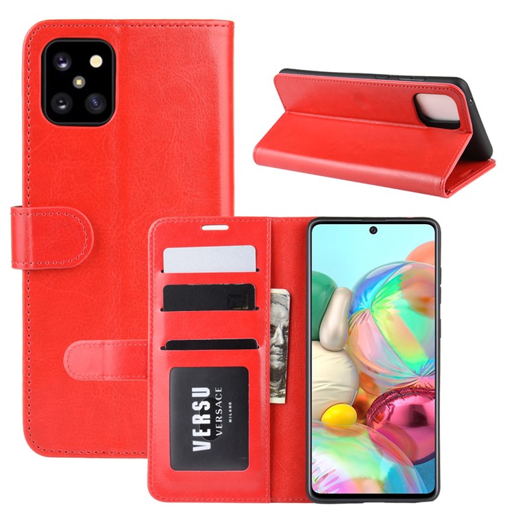 Crazy Horse Texture Wallet Leather Phone Case for Samsung Galaxy A81/Note 10 Lite/M60s - Red-1