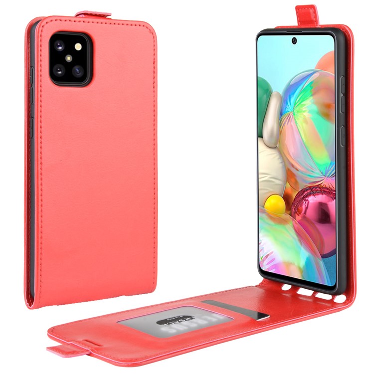 Vertical Flip Leather Shell Case for Samsung Galaxy A81 / Note 10 Lite - Red-1