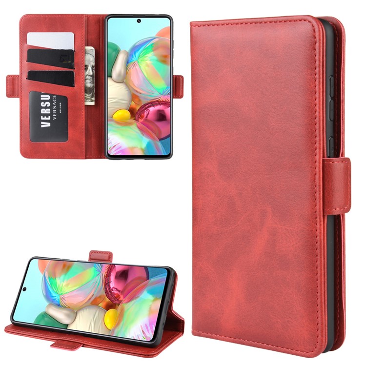Magnetic Double Clasp Leather Wallet Case for Samsung Galaxy A81/Note 10 Lite/M60s - Red-2