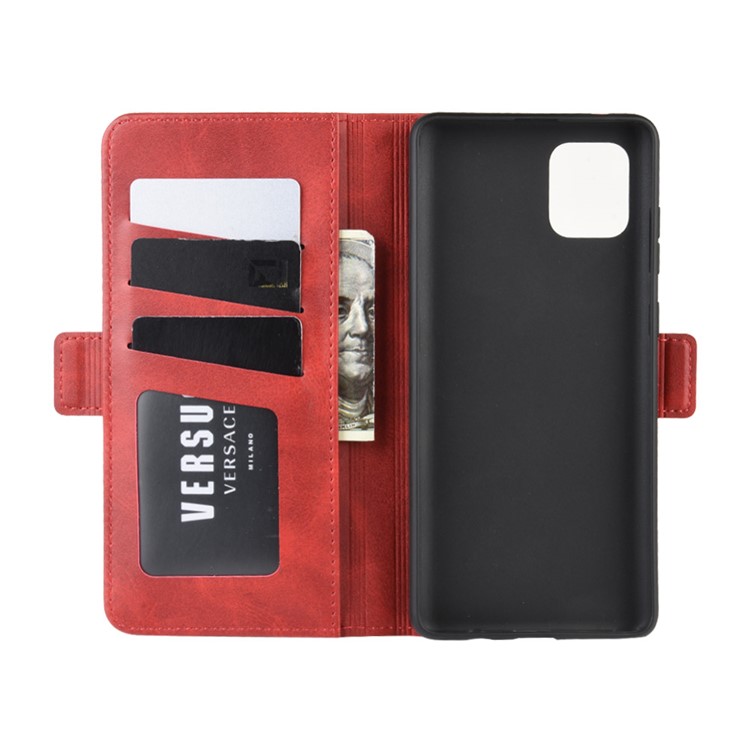 Magnetic Double Clasp Leather Wallet Case for Samsung Galaxy A81/Note 10 Lite/M60s - Red-4