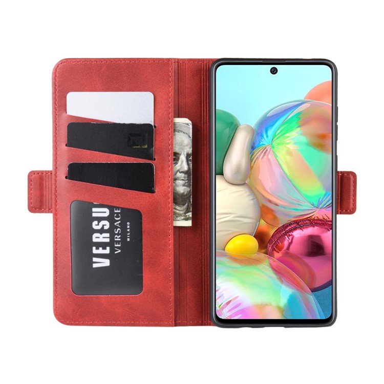 Magnetic Double Clasp Leather Wallet Case for Samsung Galaxy A81/Note 10 Lite/M60s - Red-5